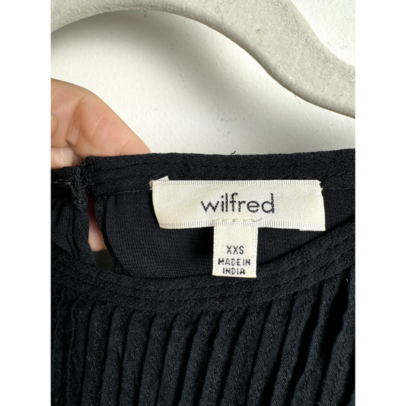 Aritzia Wilfred Black Bohemian Gothic Demure Modal Crinkle Mini Shirt Dress - Picture 7 of 10